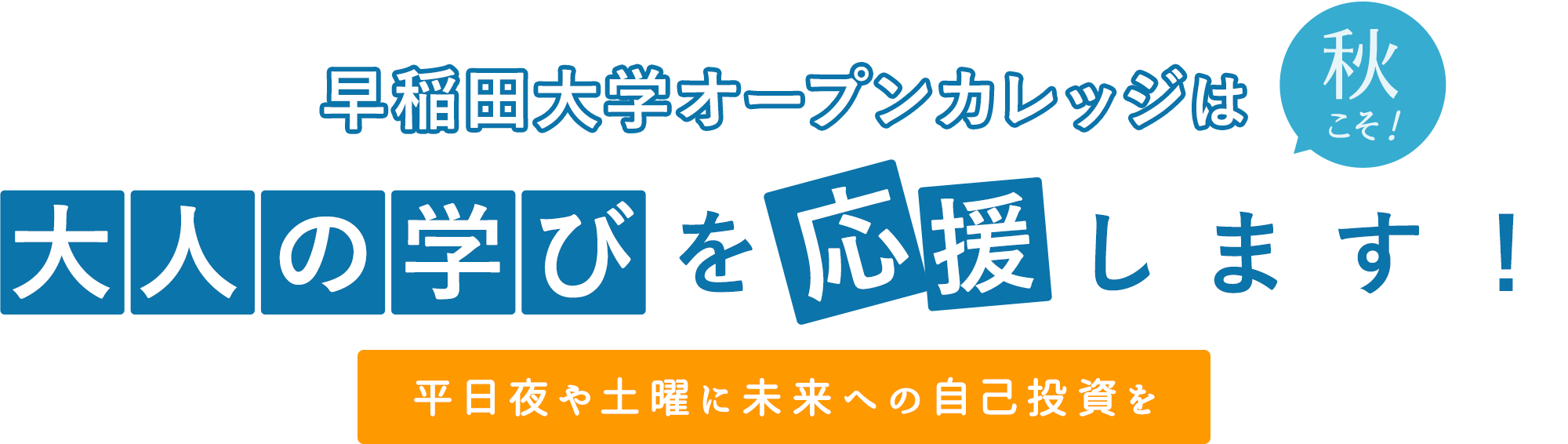 秋こそ！早稲田大学オープンカレッジは大人の学びを応援します！平日夜や土曜に未来への自己投資を